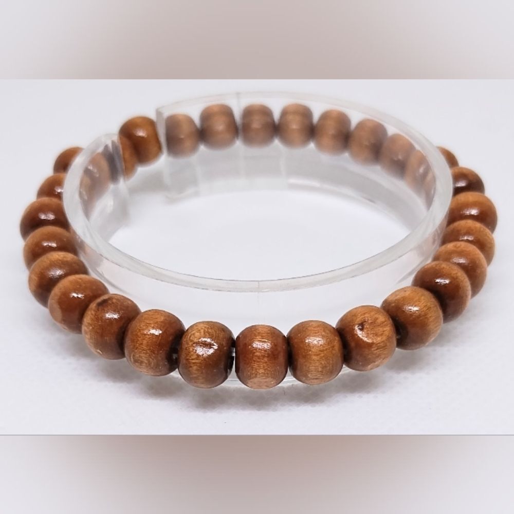 Men's bracelet beaded wooden brown new e77